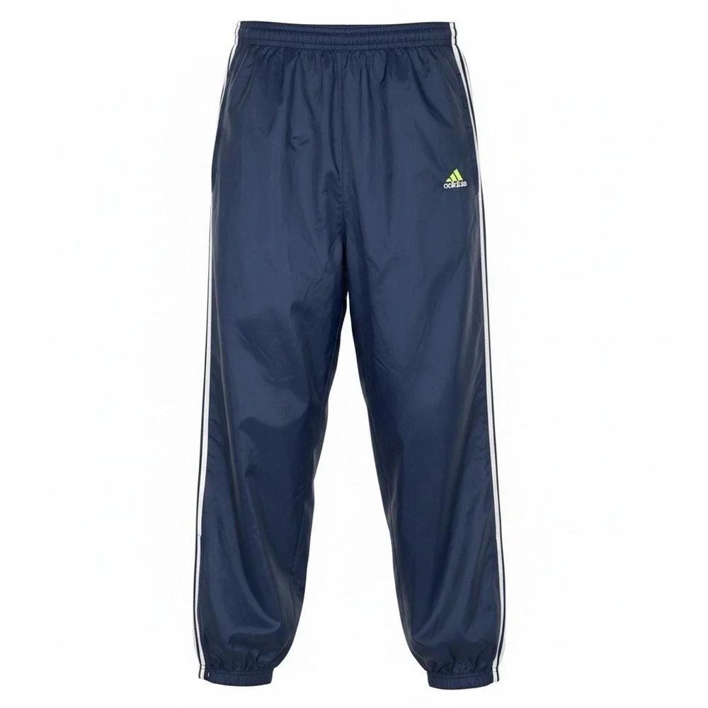 Vintage Adidas Track Pants Size Medium Blue Mesh Lined White Striped Y2K 90s